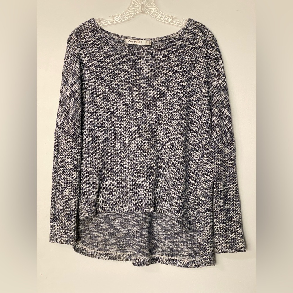 Sunny Girl Women's Lightweight Blue Knit High Low Sweater Size L